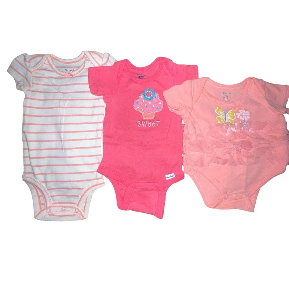 Bundle‎ Of 11 Baby Girls One Piece Bodysuits 0-3M Summer Tutu Cow Cupcake Mommy